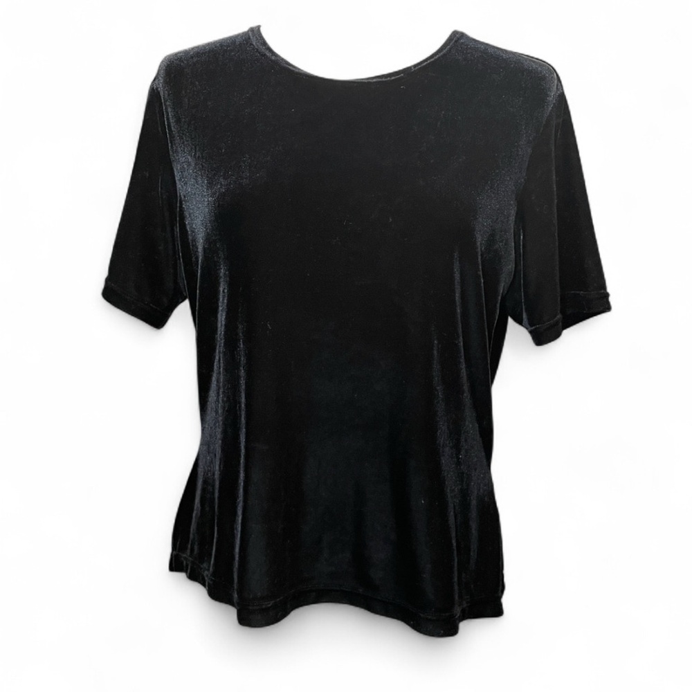 Vintage Notations Womens M 90s Black‎ Whimsygoth Velvet Short Sleeve Shirt Fairy